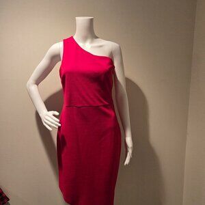NWOT Crystal Sky One Shoulder Asymmetrical Red Dress M